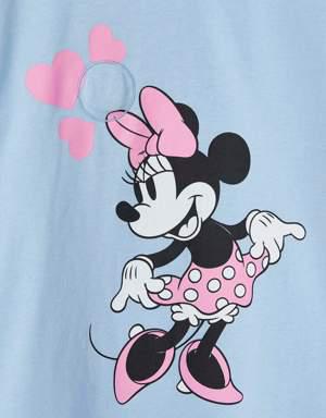 Kız Çocuk Minnie Mouse Crop Dokunmatik Işıklı Kısa Kollu Tişört