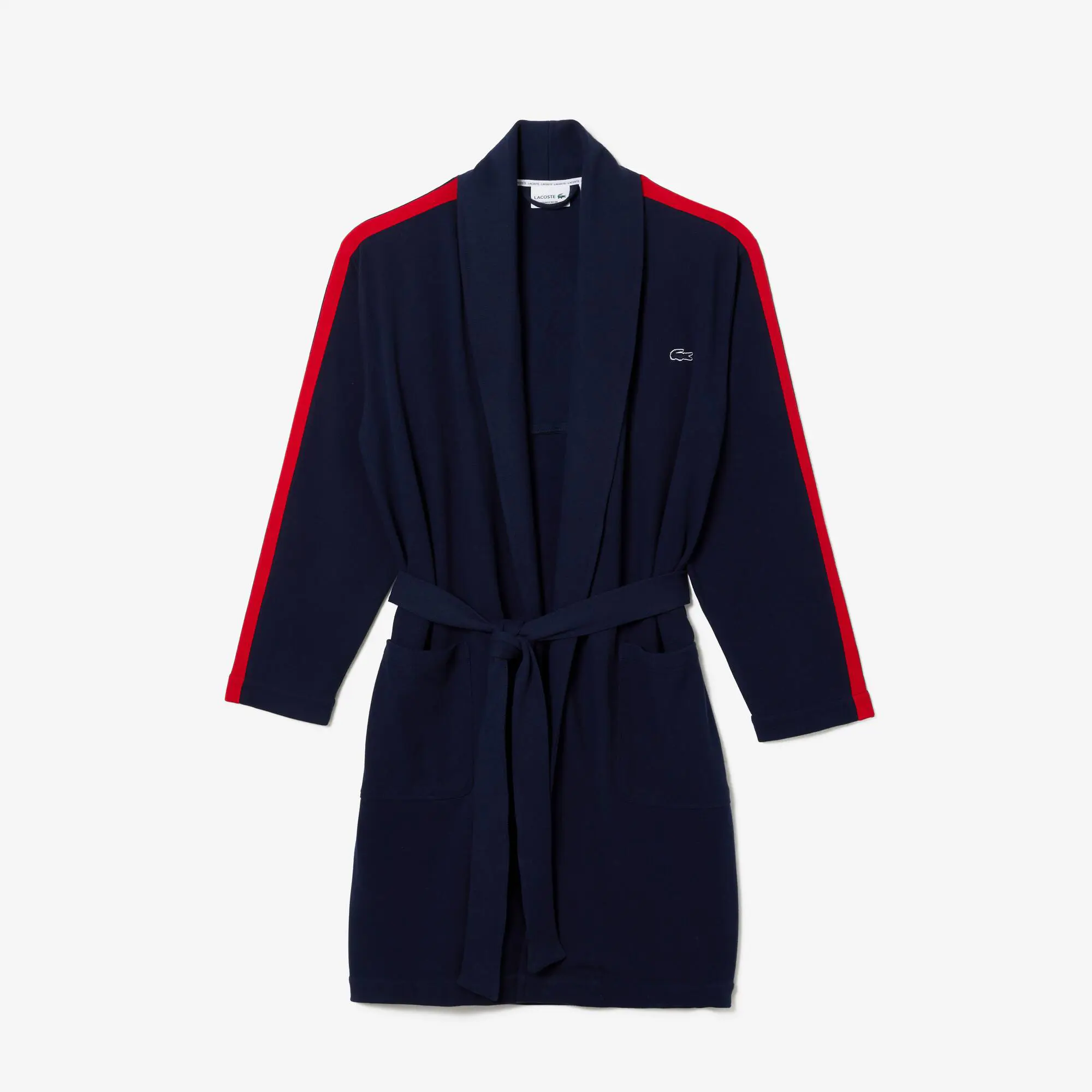 Lacoste Men’s Sport-Inspired Textured Badges Cotton Piqué Robe. 1