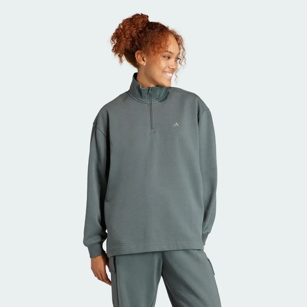 Adidas ALL SZN Fleece Quarter-Zip Sweatshirt. 2