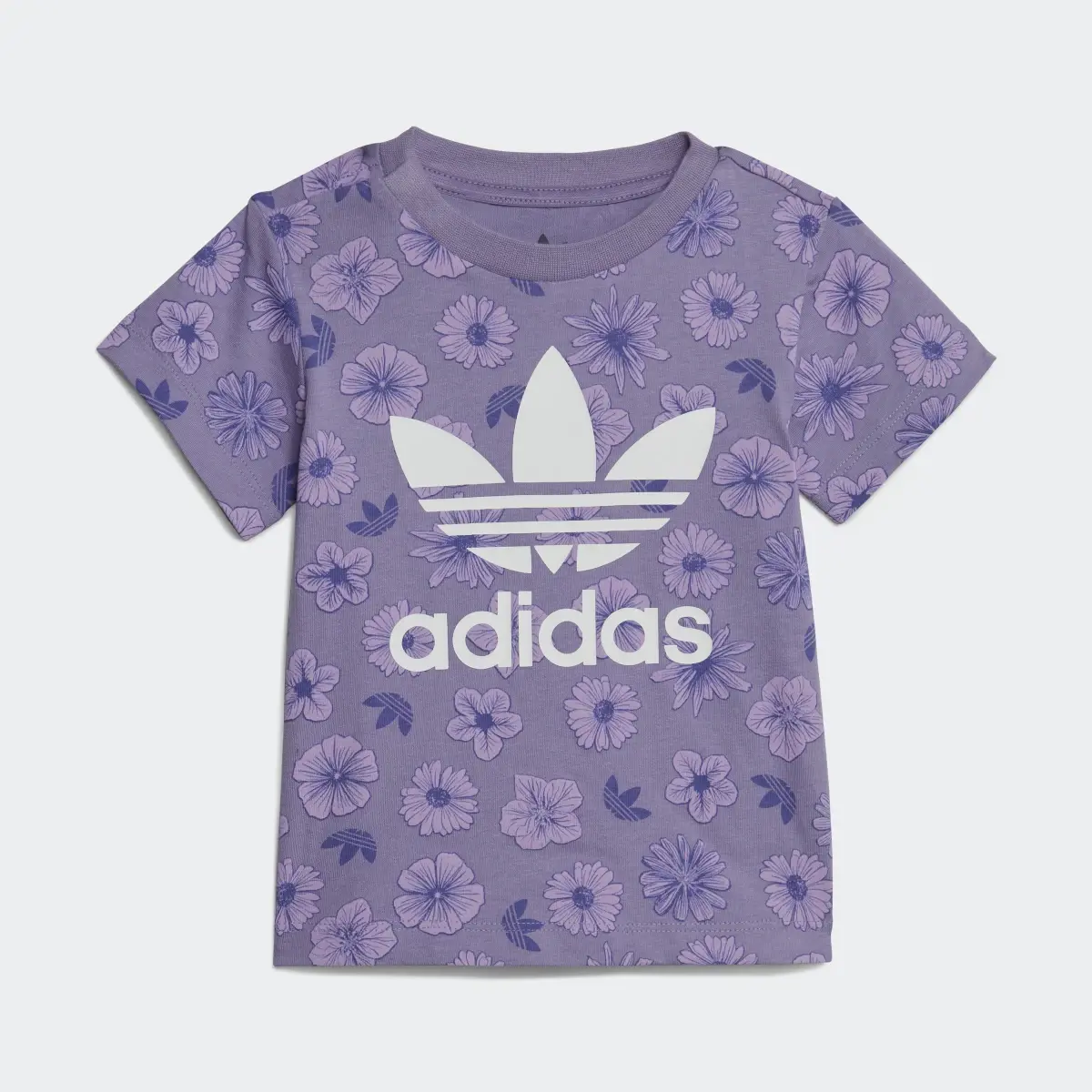 Adidas Floral T-Shirt und Shorts Set. 3