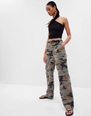 Mid Rise Loose Khaki Cargo Pants green