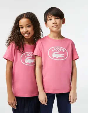 Kinder LACOSTE T-Shirt aus Baumwolljersey mit Kontraststreifen