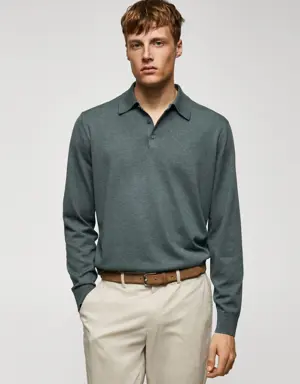 Mango Long-sleeved cotton jersey polo shirt
