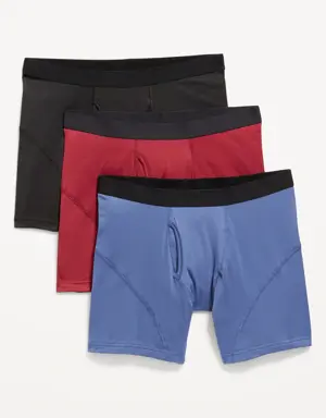 Go-Dry Cool Performance Boxer-Briefs Underwear 3-Pack for Men -- 5-inch inseam multi