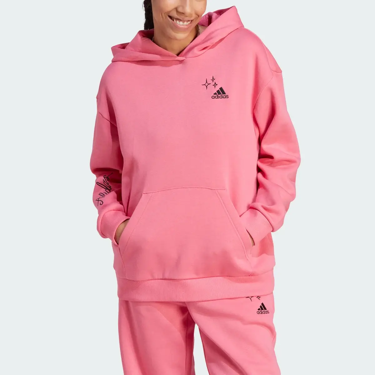 Adidas Scribble Embroidery Fleece Hoodie. 1