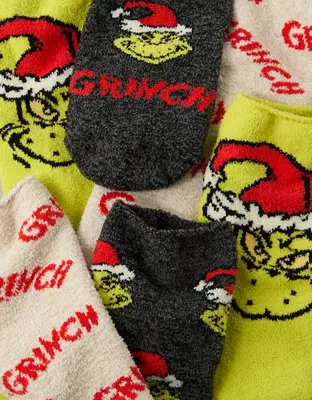 American Eagle Grinch Fuzzy Sock 3-Pack. 2