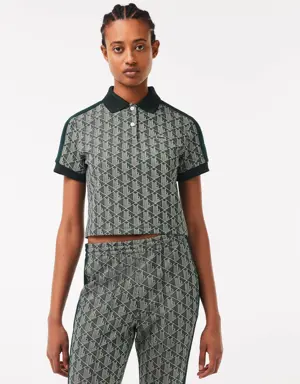 Lacoste Women's Regular Fit Contrast Collar Monogram Print Polo Shirt