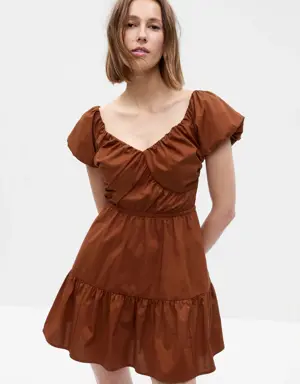 Corset Tiered Mini Dress brown