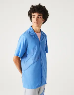 Lacoste Camisa para hombre en gasa de algodón con diseño de cocodrilo