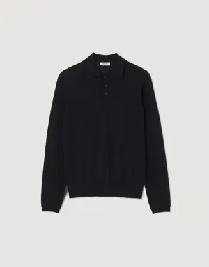 Fine knit polo shirt