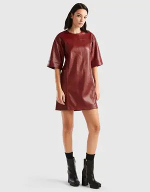 cropped dress in imitation leather fabric