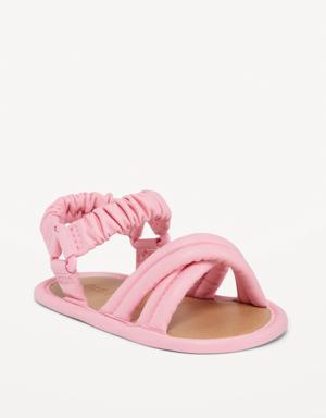 Cross-Strap Puffy Sandals for Baby pink