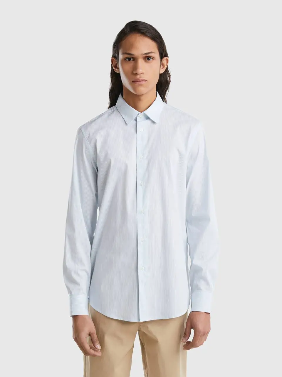 Benetton slim fit shirt in stretch cotton blend. 1