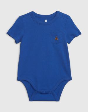 Gap Baby 100% Organic Cotton Mix and Match Pocket Bodysuit blue