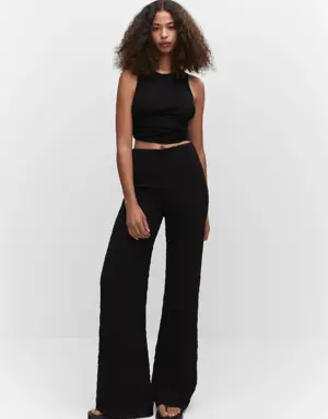 Textured wideleg trousers