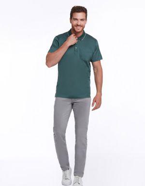 Yeşil Regular Fit %100 Pamuk Basic Merserize Polo Yaka Tişört