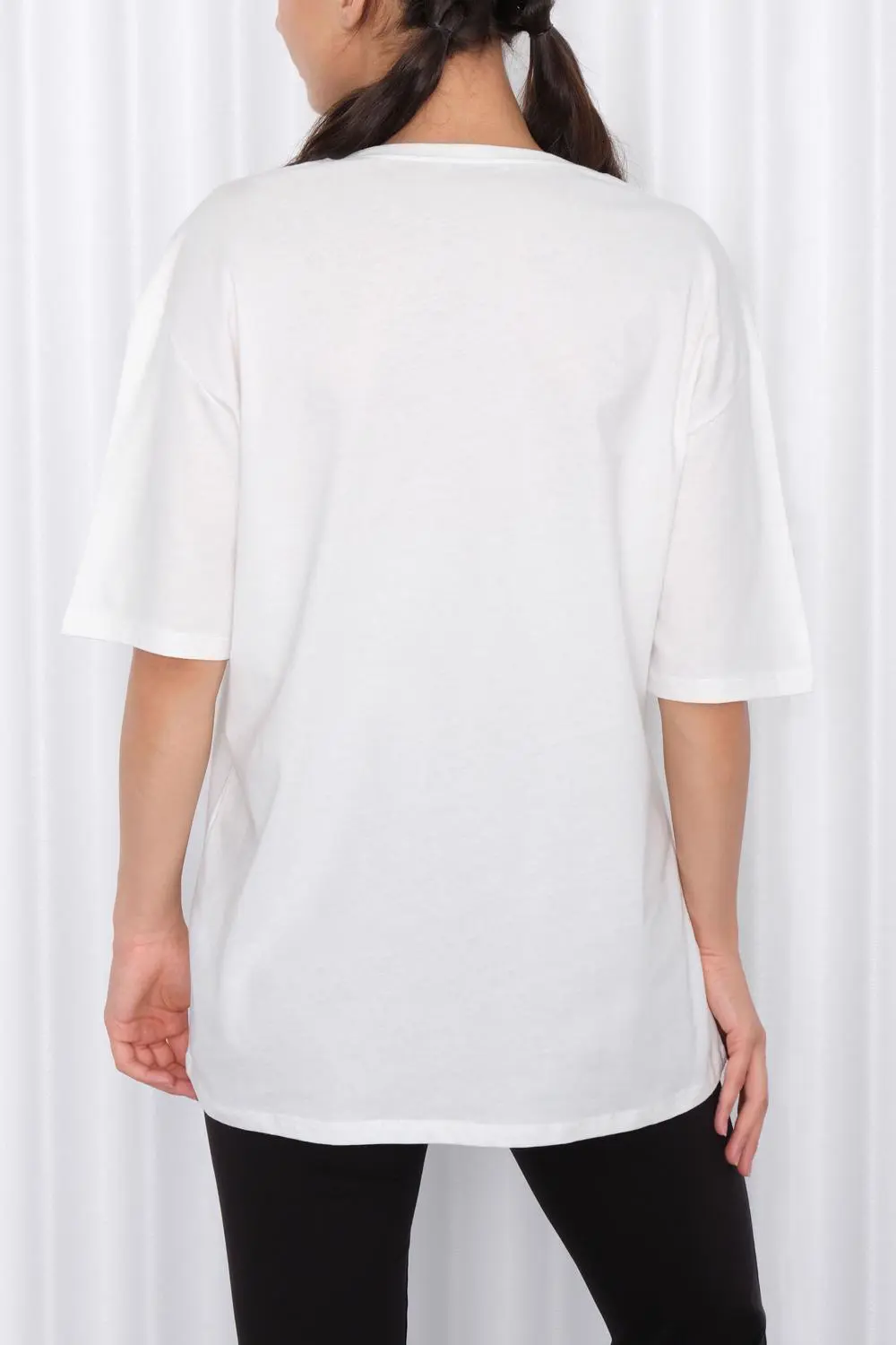 Addax Tavşan Baskılı Oversize T-shirt. 2