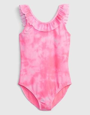 Kids Recycled Ruffle Swim One-Piece pink