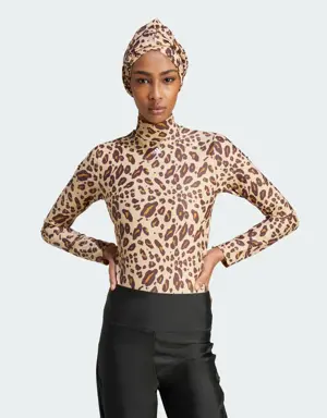 Adidas Essentials Animal Print Long Sleeve Swimsuit. 2 Adidas Essentials Animal Print Long Sleeve Swimsuit. 2