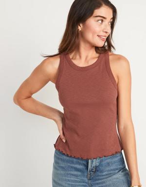 Fitted Rib-Knit Tank for Women brown