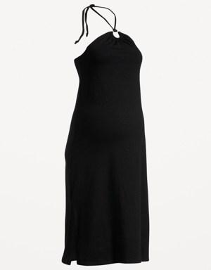 Maternity O-Ring Halter Midi Dress black