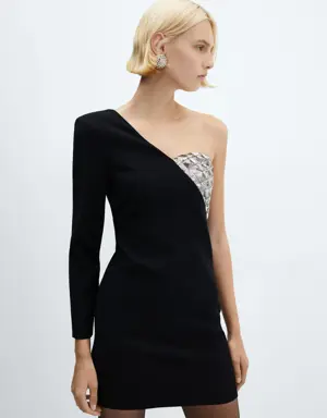 Asymmetrical dress with sequin detail 