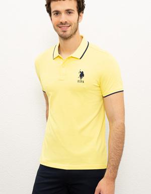 Erkek Sarı Polo Yaka Basic T-Shirt