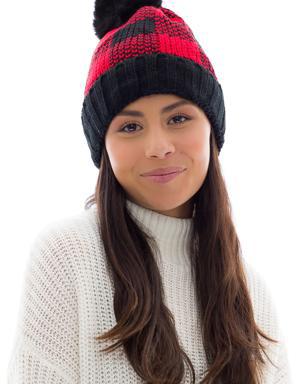 Black & Red - Cozy Lined Hat