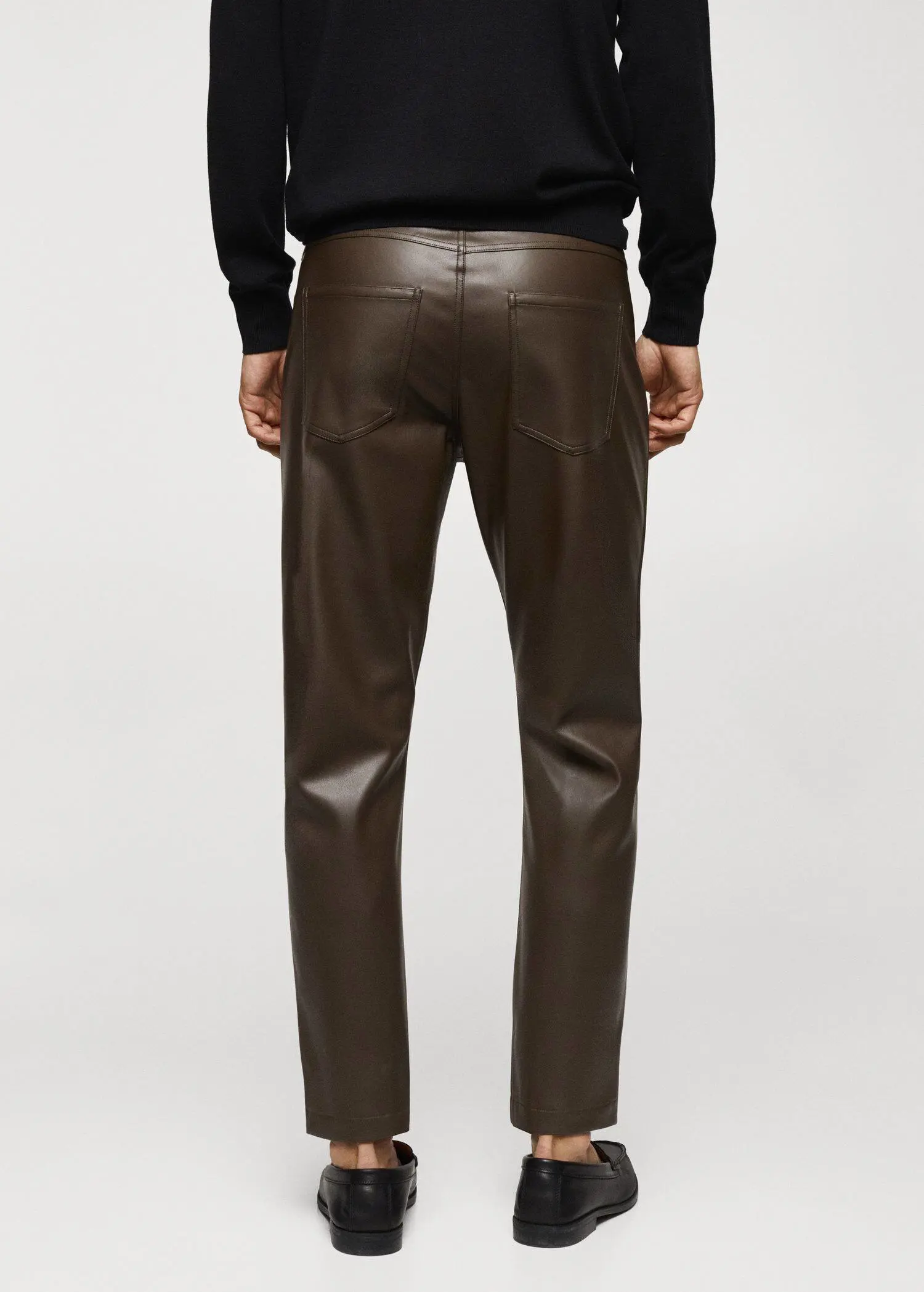 Mango Leather effect slim fit pants. 3