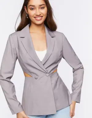 Forever 21 Double Breasted Cutout Blazer Grey