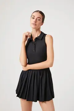 Forever 21 Forever 21 Active Pleated Skort Romper Black. 2