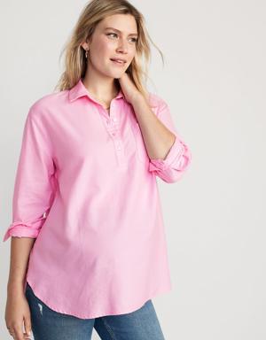 Old Navy Maternity Oxford Boyfriend Popover Shirt pink