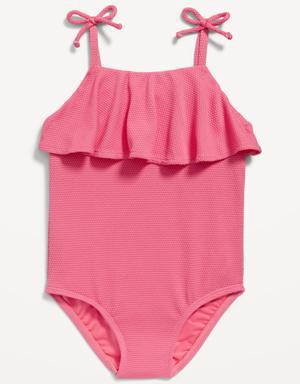 Textured-Knit Ruffle-Trim One-Piece Swimsuit for Toddler & Baby yellow
