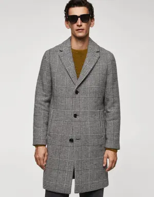 Prince of Wales checked wool coat