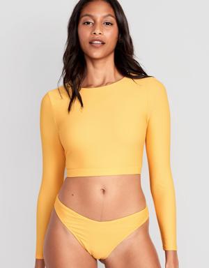 Matching Cutout Rashguard Swim Top for Women yellow