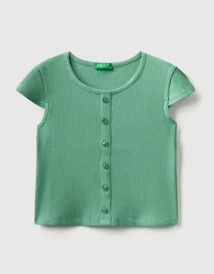 ribbed t-shirt with buttons