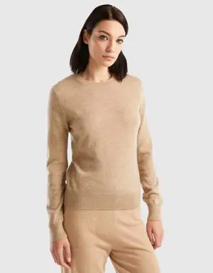 beige sweater in pure cashmere
