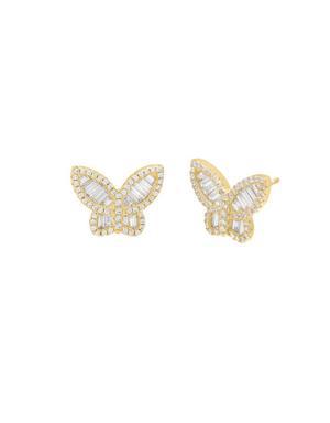 Pave x Baguette Butterfly Stud Earring gold