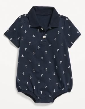 Printed Short-Sleeve Polo Romper for Baby multi