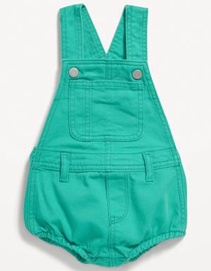 Twill Pop-Color Shortall Romper for Baby green