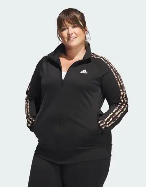 Essentials Animal Print Tricot 3-Stripes Track Jacket (Plus Size)