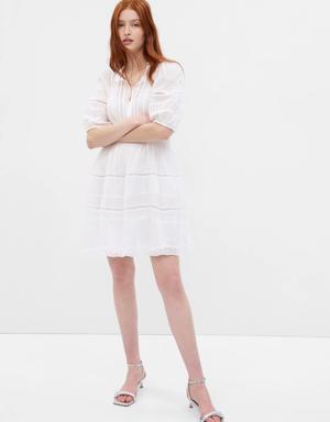 Gap Puff Sleeve Lace Mini Dress white