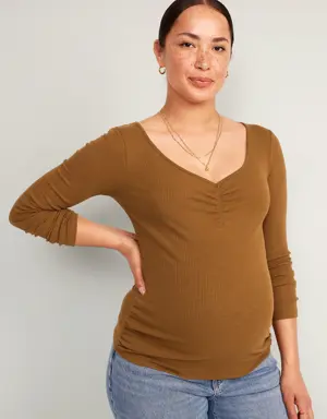 Old Navy Maternity Fitted Cinched-Front Rib-Knit T-Shirt multi