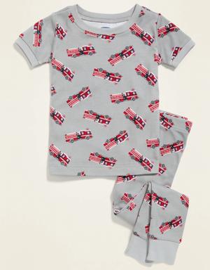 Unisex Snug-Fit Printed Pajama Set for Toddler & Baby red