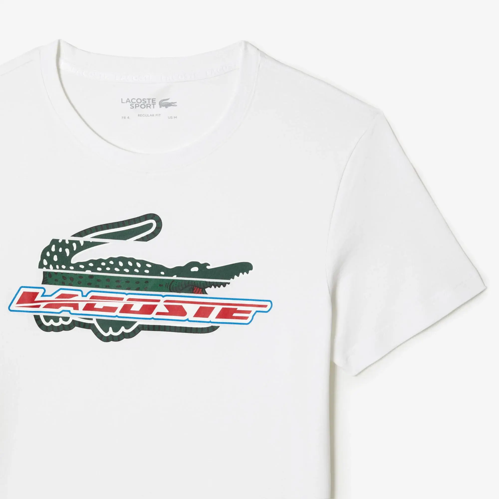 Lacoste Erkek Sport Regular Fit Organik Pamuk Baskılı Beyaz T-shirt. 2