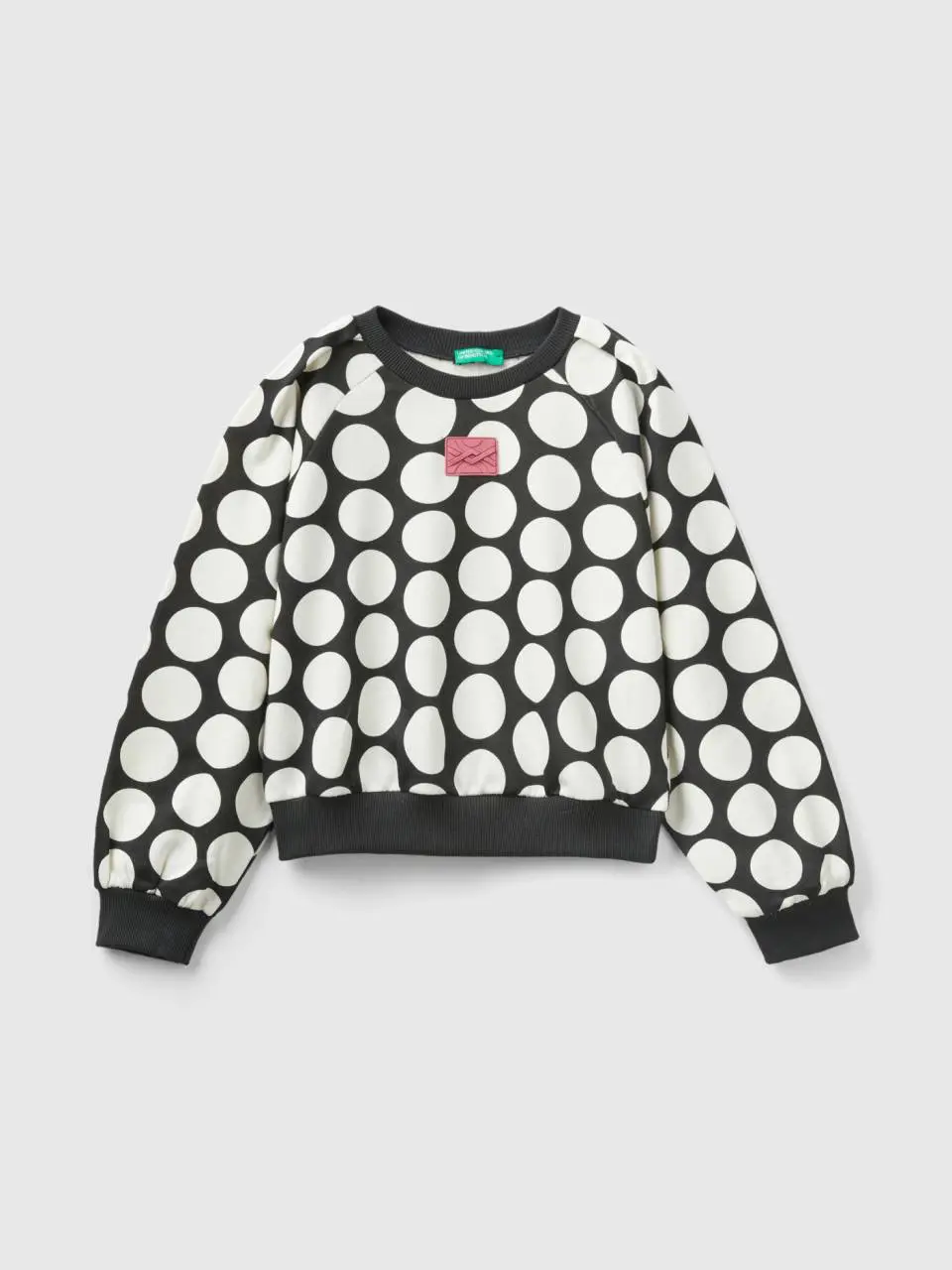 Benetton 100% cotton sweatshirt with polka dots. 1