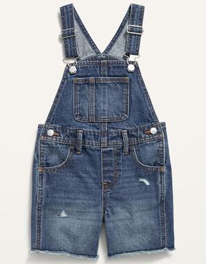 Unisex Slouchy Straight Jean Cut-Off Shortalls for Toddler