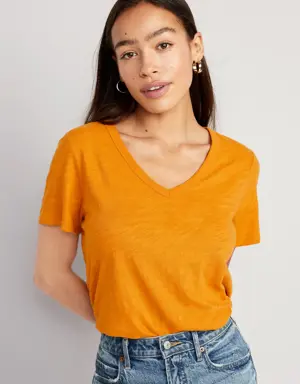 EveryWear V-Neck Slub-Knit T-Shirt for Women yellow