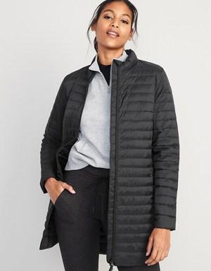 Water-Resistant Quilted Zip-Front Tunic Jacket for Women