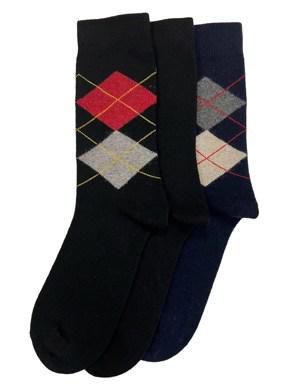 3'lü Paket Erkek Yün Soket Çorap Desenli